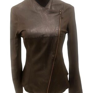 Illia Leather Asymmetric Moto Biker Zip Jacket Med Withy Goth Edgy Streetwear